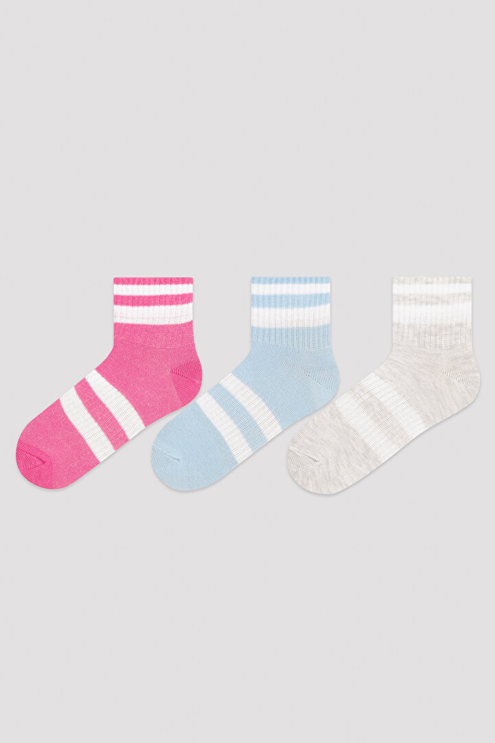 Kız Çocuk Mommy Stripe 3Lü Soket Çorap - 1