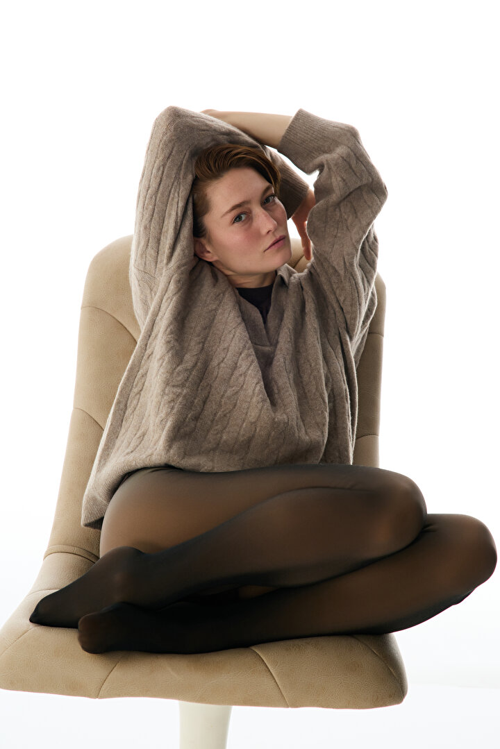 Thin Looking  İçi Peluşlu Siyah Külotlu Çorap - 2