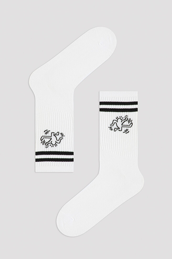Man Black Stripe Socket Socks-Keith Haring Collection - 1