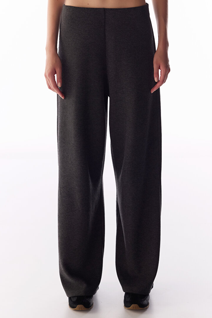 Anthracite Warm Touch Wide Leg Melange Trousers - 2