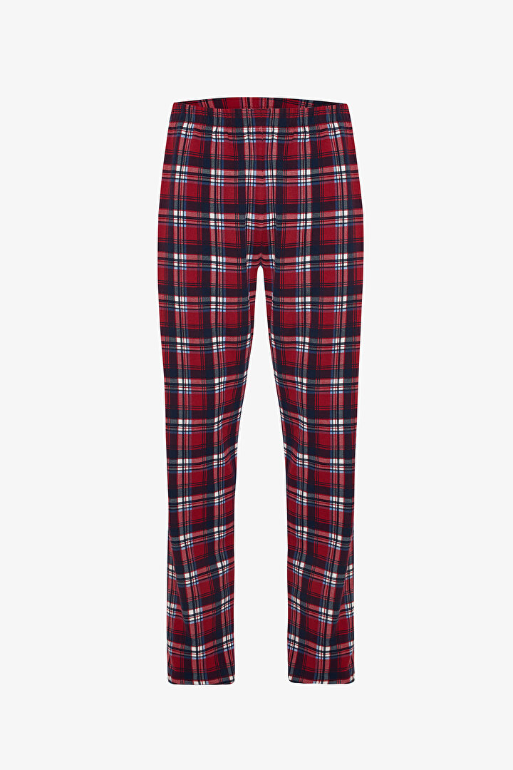 Ekoseli Erkek Bisiklet Yaka Cepli Pijama Takımı - 2