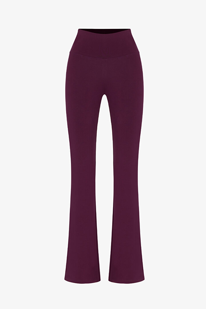 Burgundy Strech Flared Trousers - 1