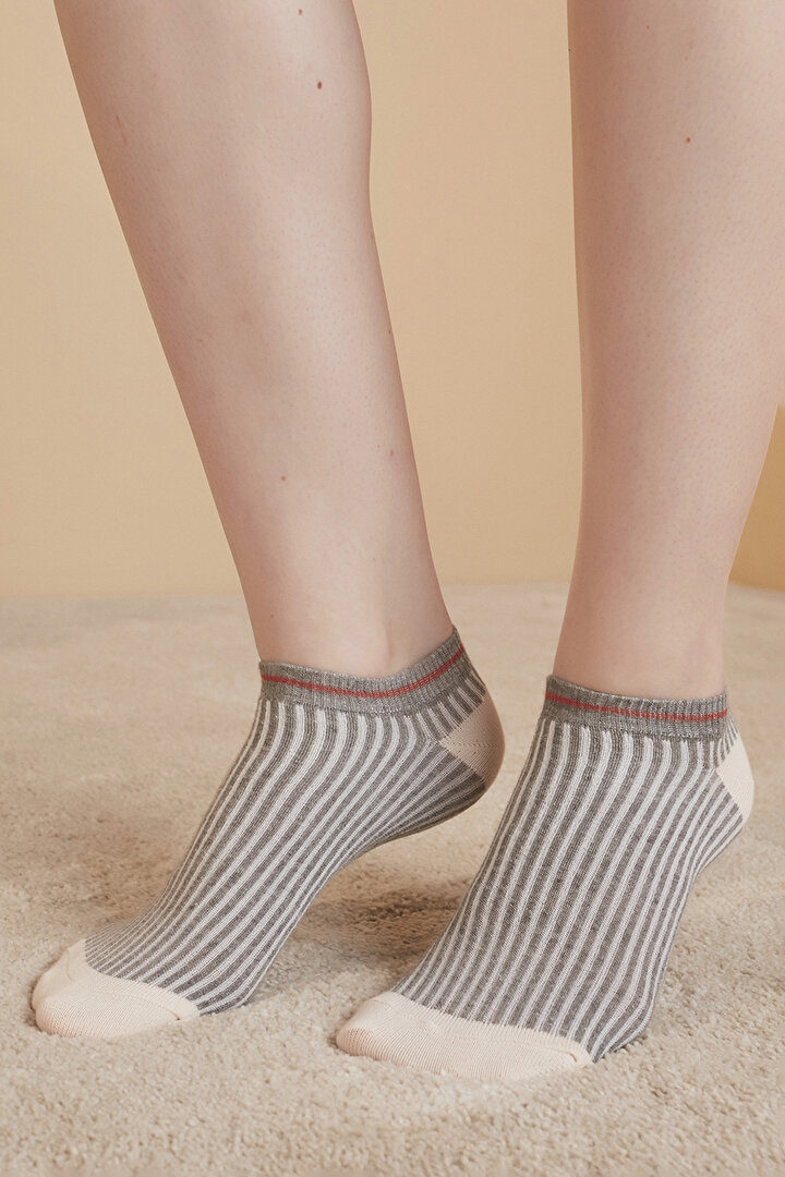 Rib 3lü Patik Çorap - 1