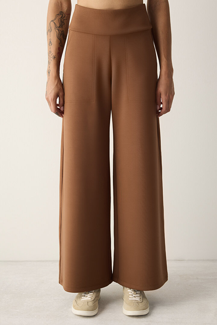 Wide Leg Brown Pants - 2