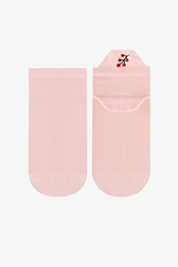 2 Çift Pamuklu Nakışlı Çekçekli Patik Çorap - 2