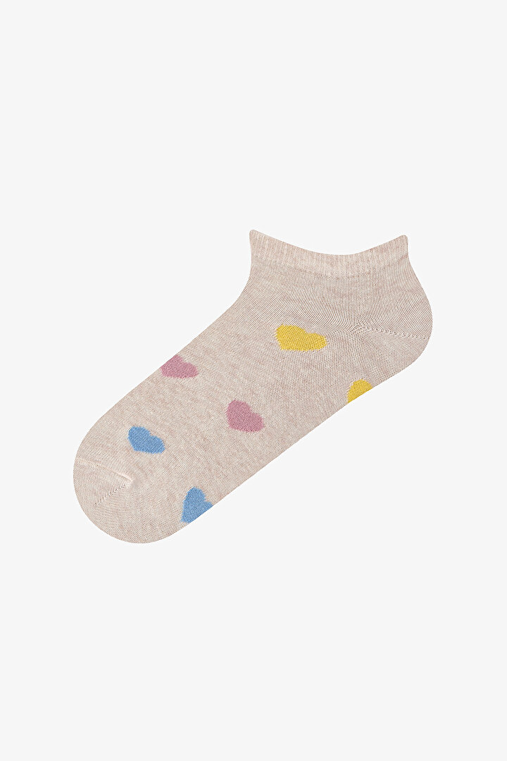 5 Çift Pamuklu Renkli Pauntiye Desenli Patik Çorap - 2