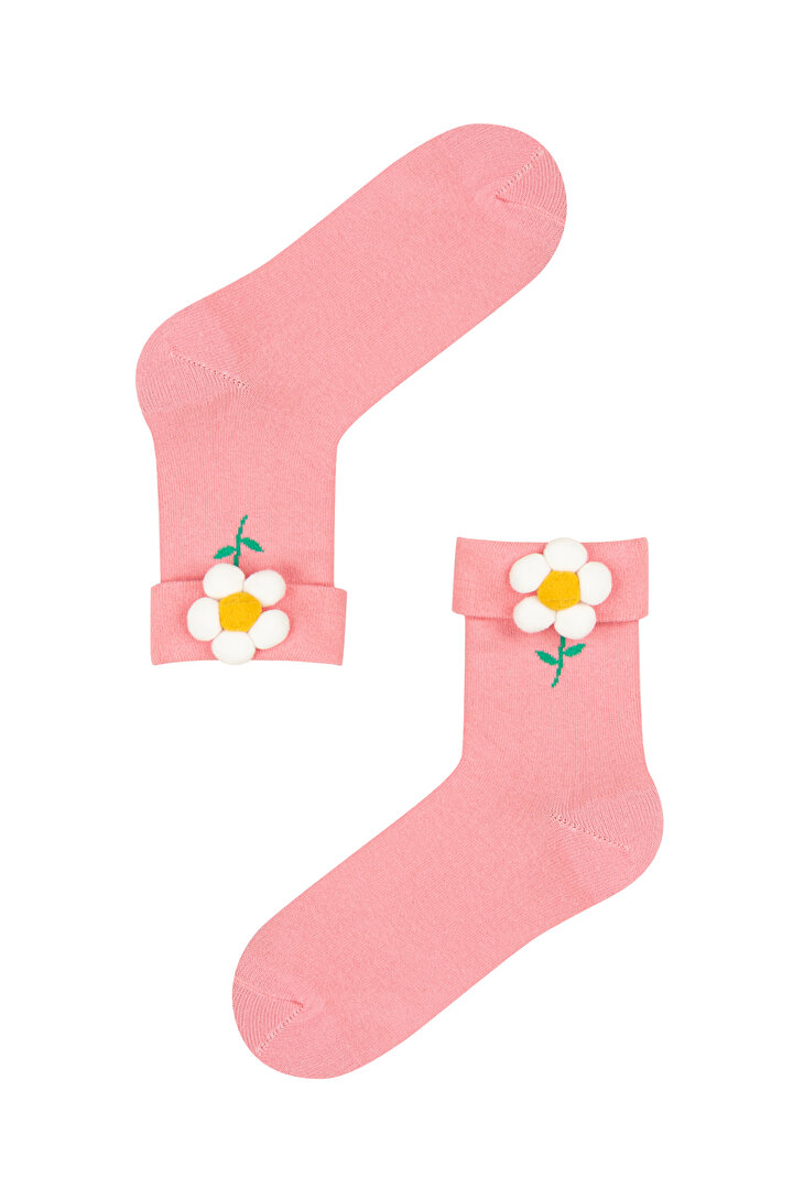 Girls 3d Pink Daisy Socks - 1
