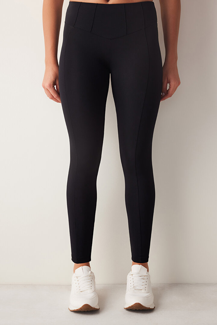 Waist Detailed Black Legging - 2