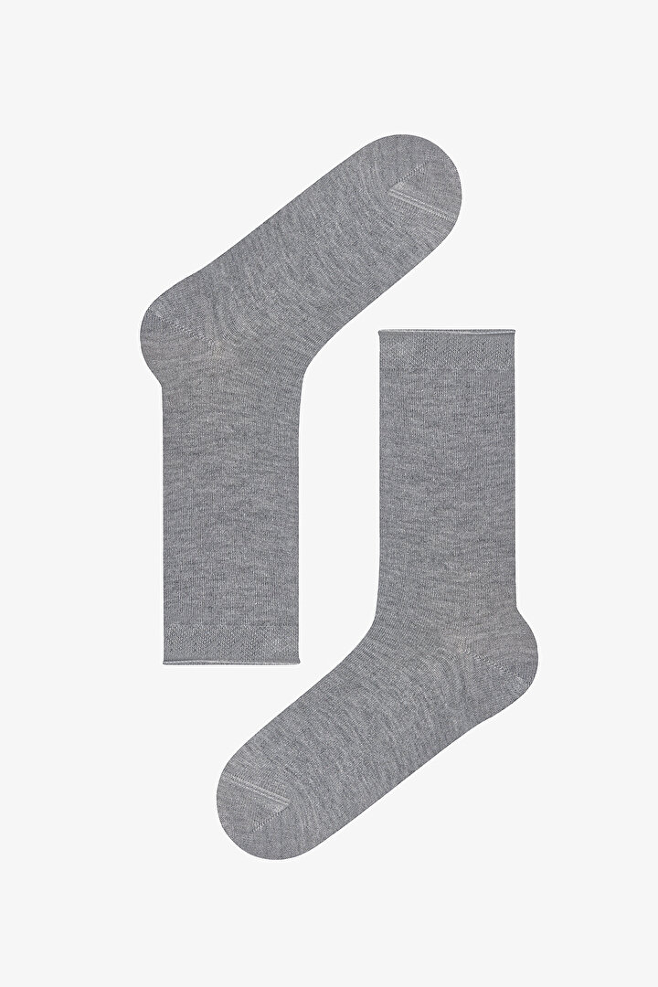 Gri Melanj - Beyaz High Comfort Soket Çorap - 1