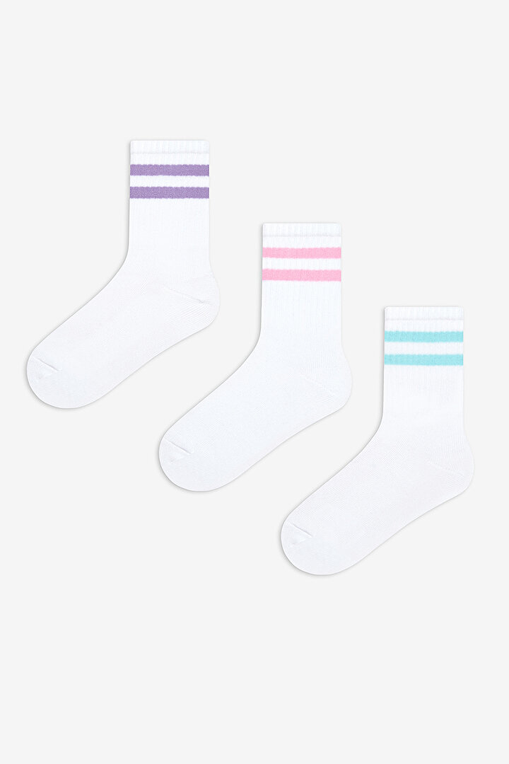 Girls Soft Line 3in1 Tennis Socket Socks - 1