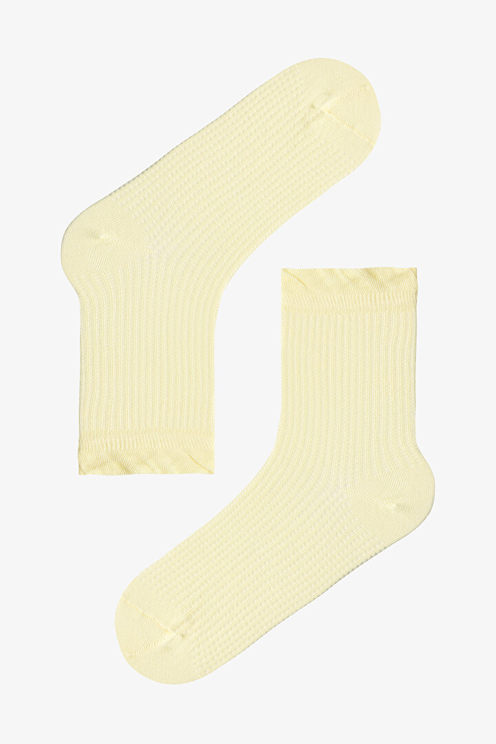 Pembe - Sarı Ruffle Floral 3'lü Soket Çorap - 2