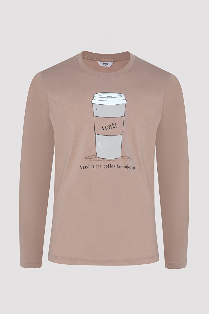 Venti Long Sleeve Beige Pant PJ Set - 2