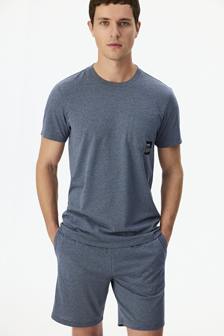 Soft Indigo Şort Pijama Takımı - 2