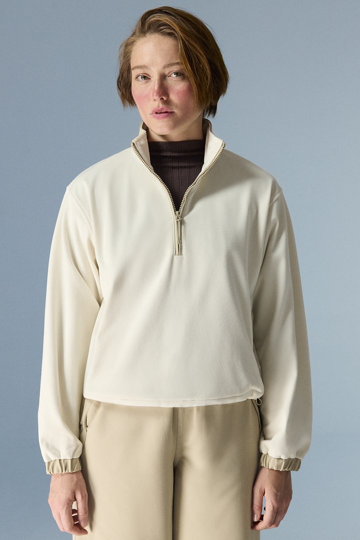 Beige Warm Contrast Long Sleeve Sweatshirt - 1