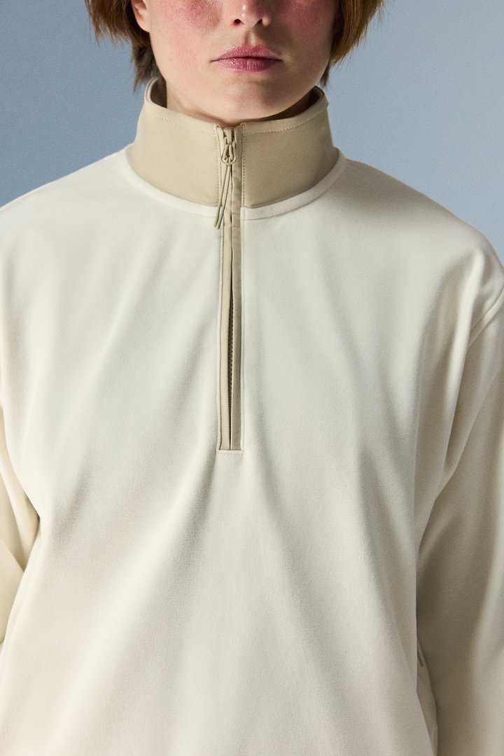 Beige Warm Contrast Long Sleeve Sweatshirt - 2
