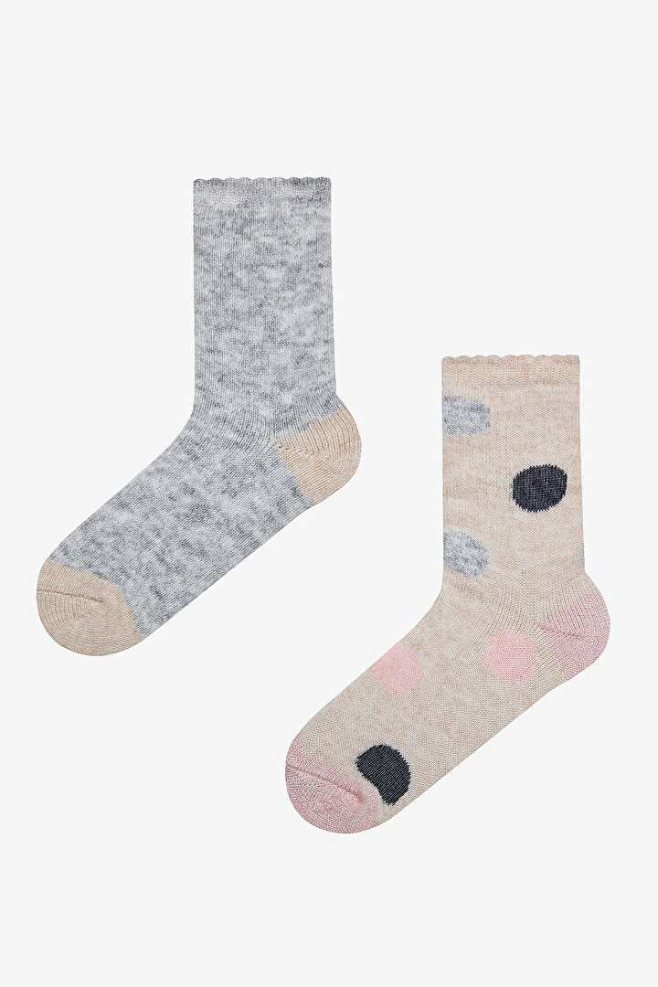 Warm Big Dot Beige 2in1 Socket Socks - 1