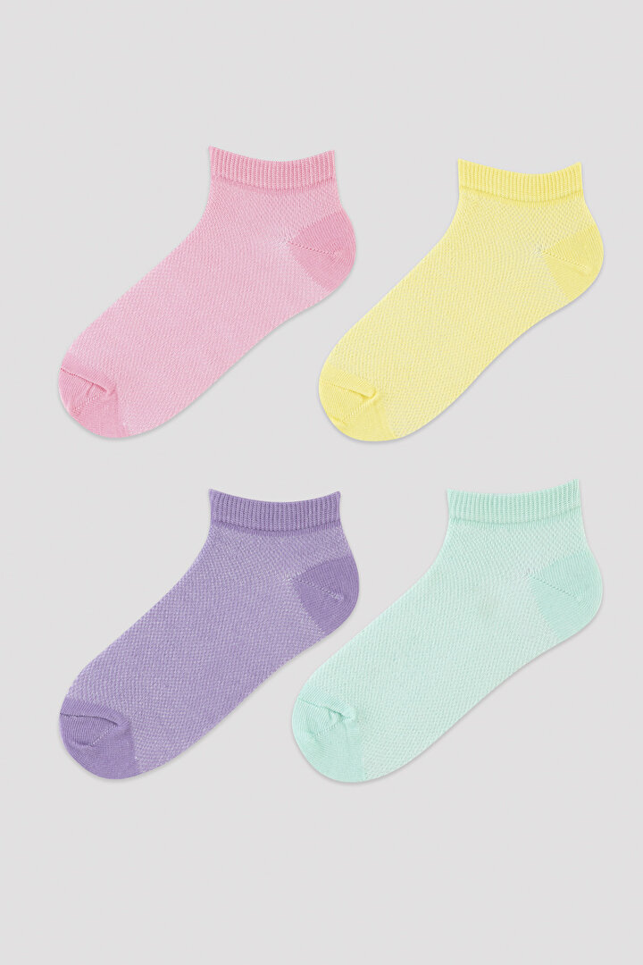 Kız Çocuk Basic Renkli 4lü Patik Çorap - 1