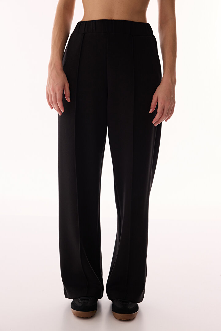 Black Wide Leg Nervour Jogger Pants - 2