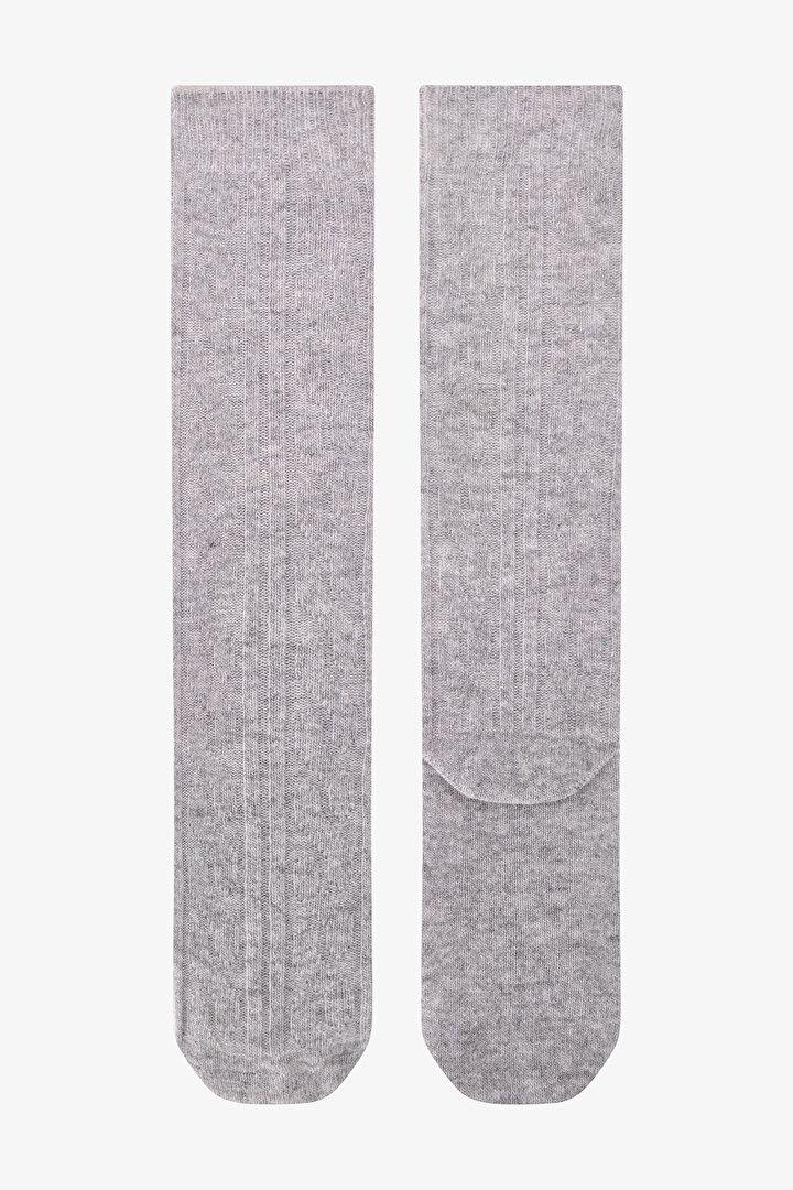 Açık Gri Sıcak Tutan Daily Örgü Jakarlı Pantolon Çorap - 1