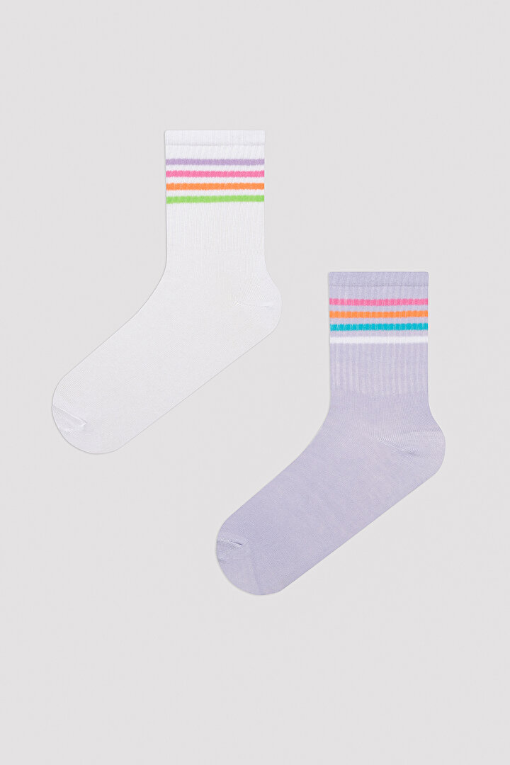 Rainbow Striped 2in1 Socket Socks - 1