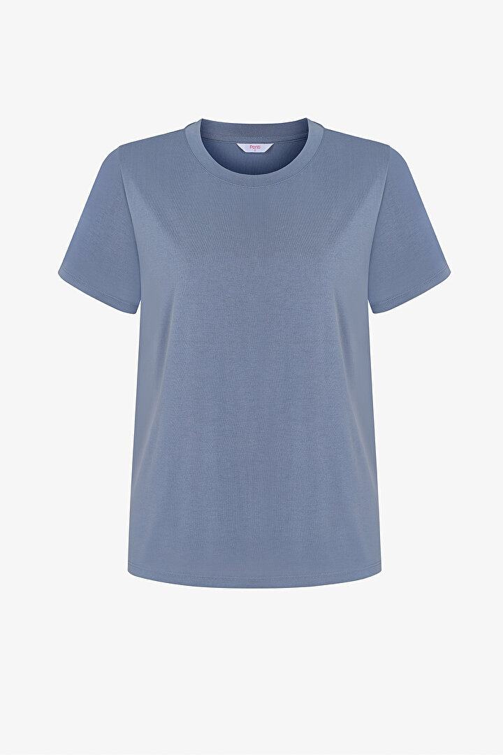 Blue Modal Crew Neck T-Shirt - 1