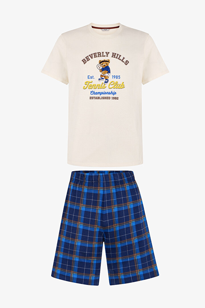 Erkek Renkli Sunset Serve Şortlu Pijama Takımı - 1