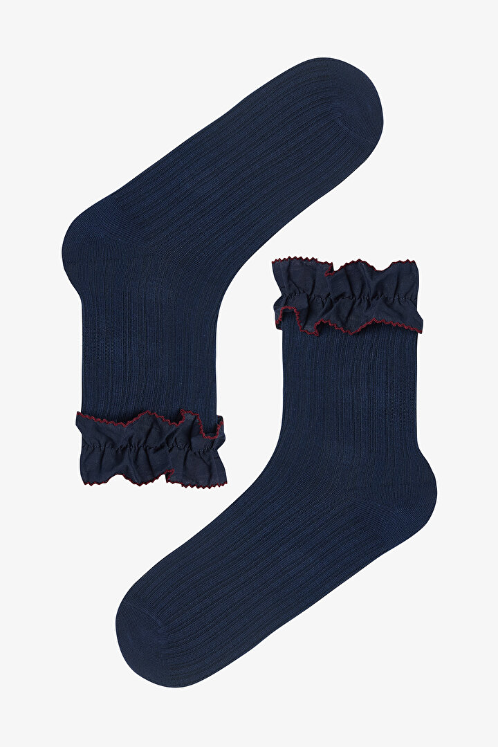 Pamuklu Bilek Kısmı Fırfırlı Soket Çorap - 1