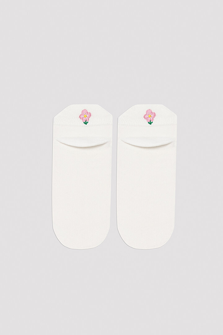 Back Flower Pembe-Beyaz 2li Soket Çorap - 2