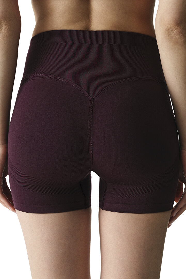 Bordo Seamless Push Up Hot Pantolon - 2
