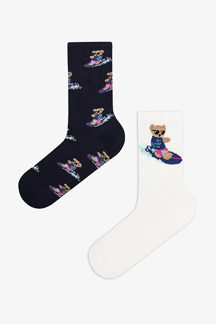 Erkek Renkli Surf Bear 2'li Soket - 1
