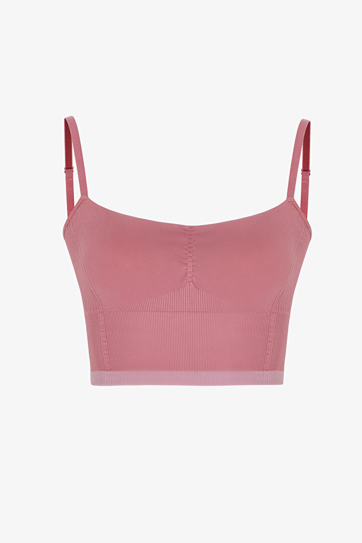 Pembe Çizgili Dikişsiz Seamless Spor Sütyeni - 1