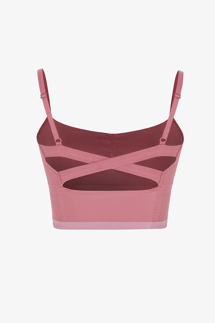 Pembe Çizgili Dikişsiz Seamless Spor Sütyeni - 2