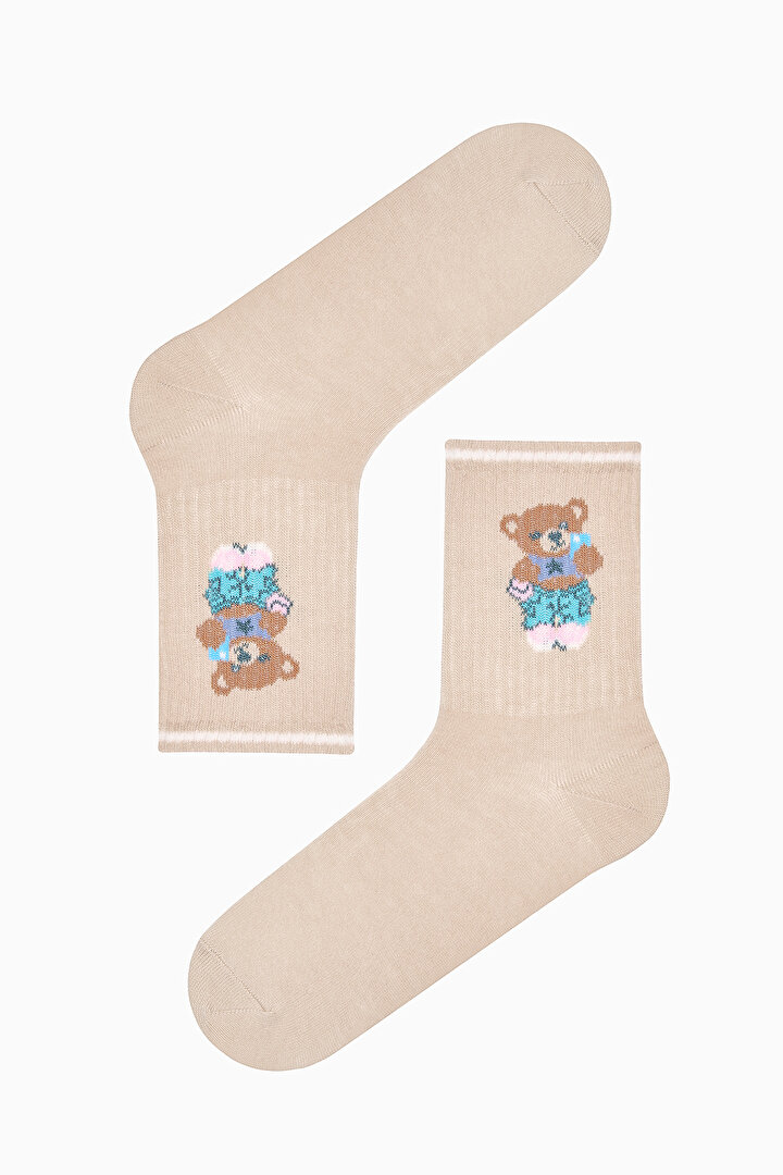Influencer Bear Tennis Beige Socket Socks - 1