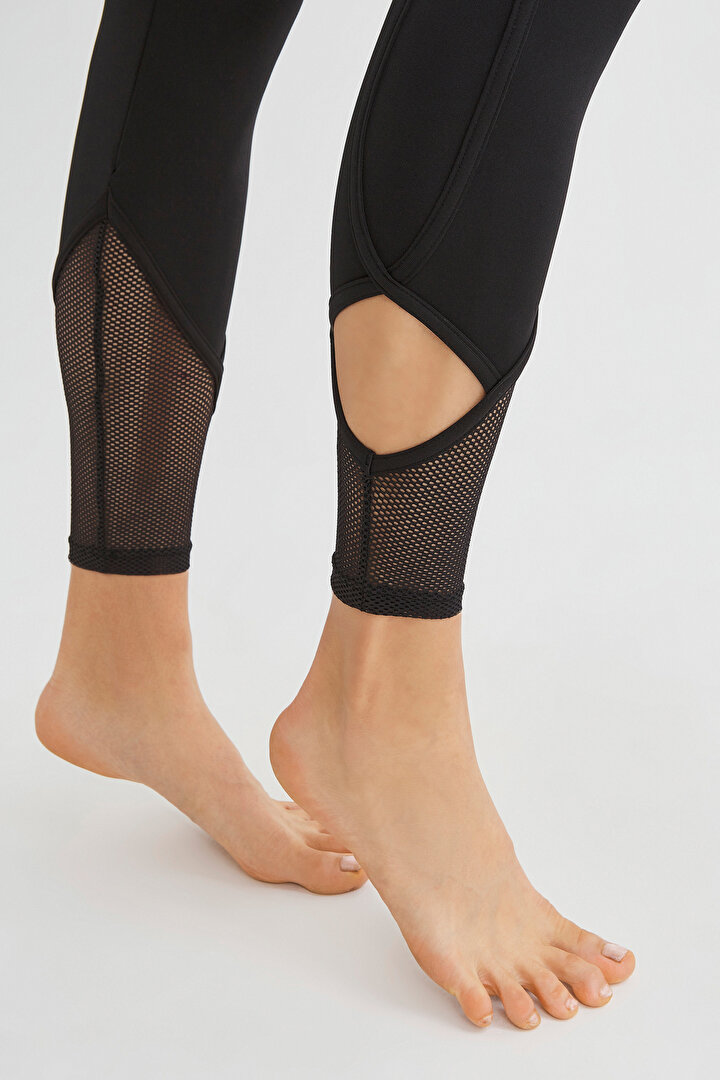 Siyah Fishnet Detailed Tayt - 3