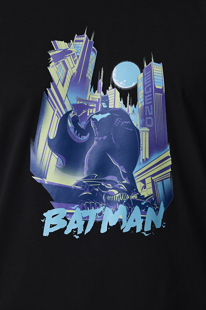 Erkek Batman Geometrik Desenli Pantolon Uzun Kollu Pijama Takımı - 2