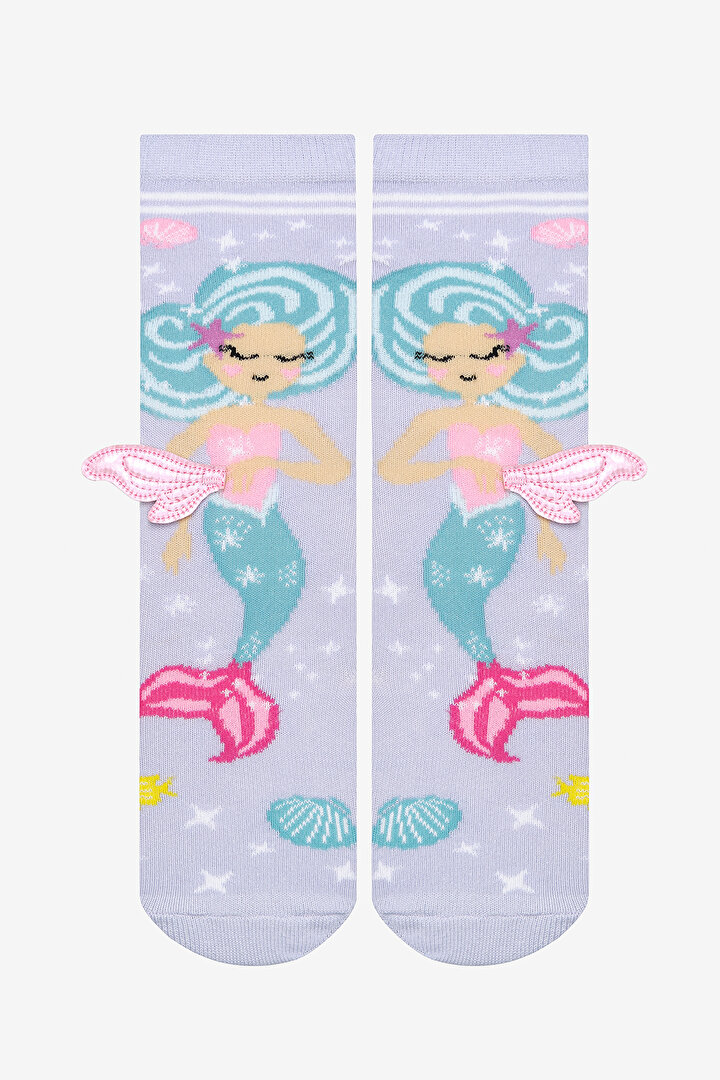 Girls Wings Mermaid Lilac Pant Socks - 1