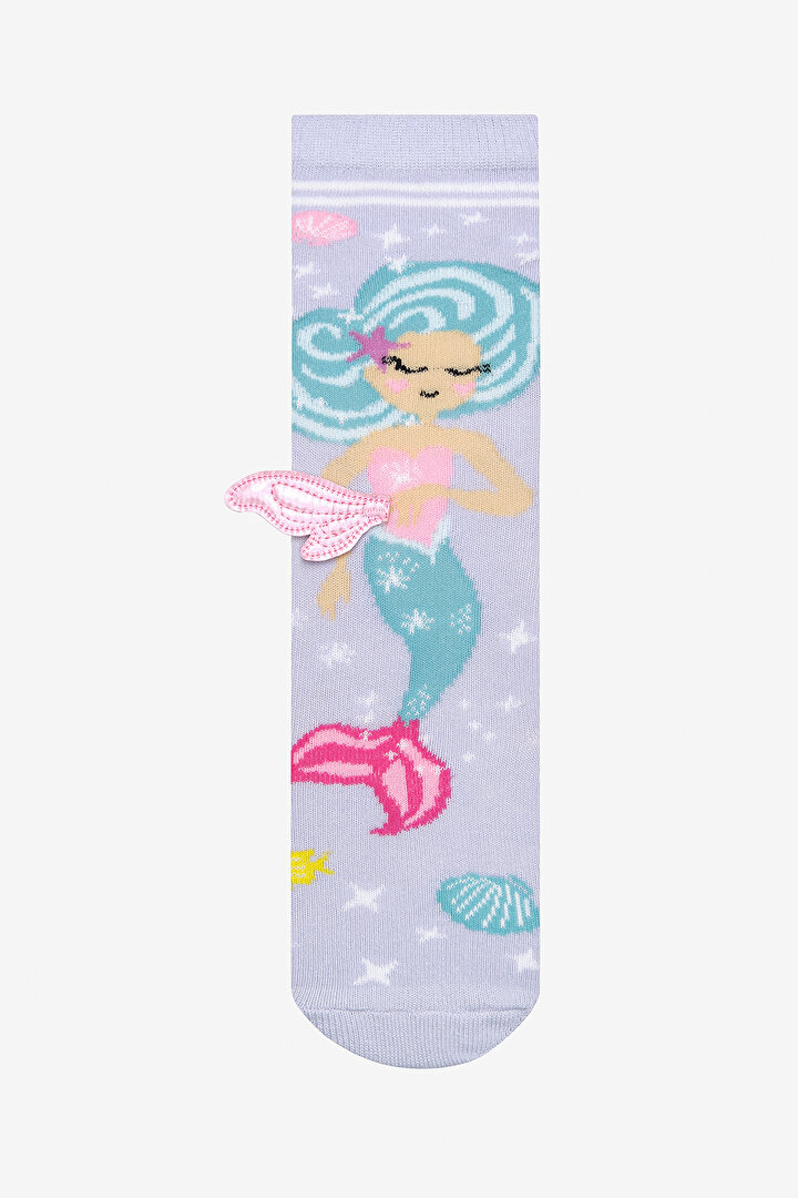 Girls Wings Mermaid Lilac Pant Socks - 2