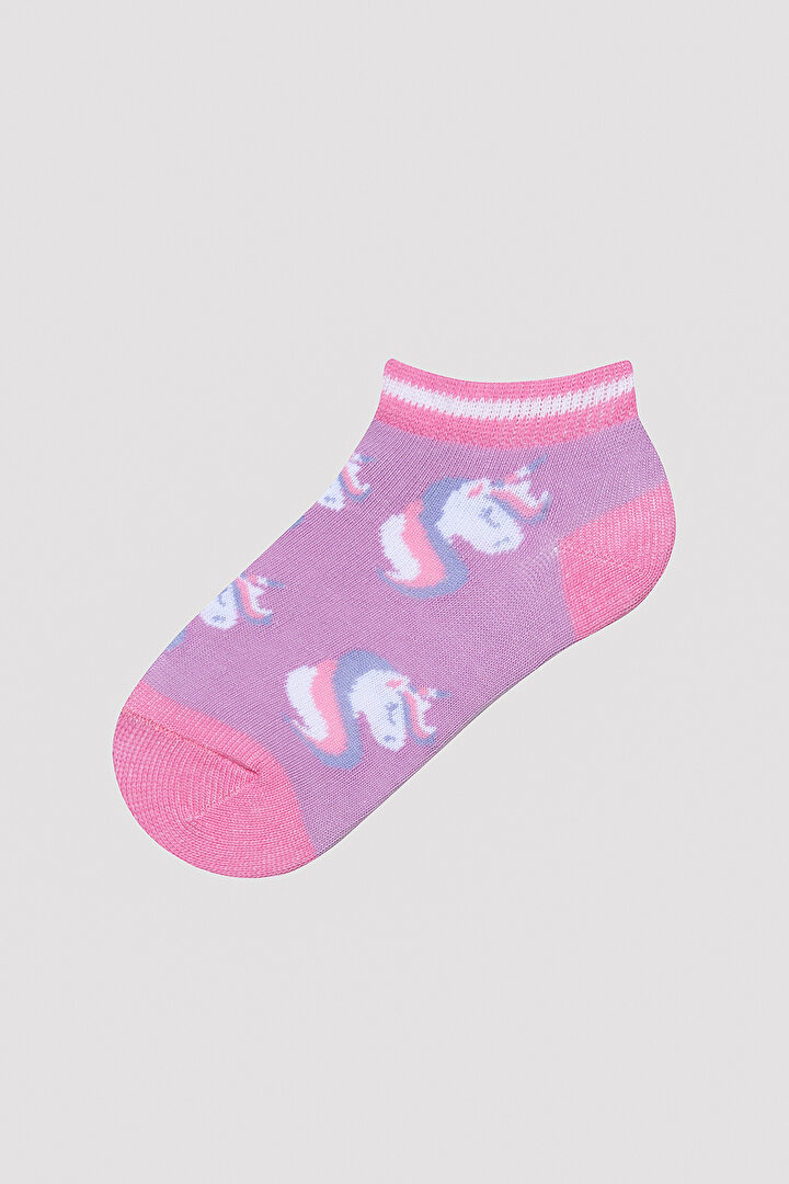 Kız Çocuk Star Unicorn Çok Renkli 4lü Patik Çorap - 2