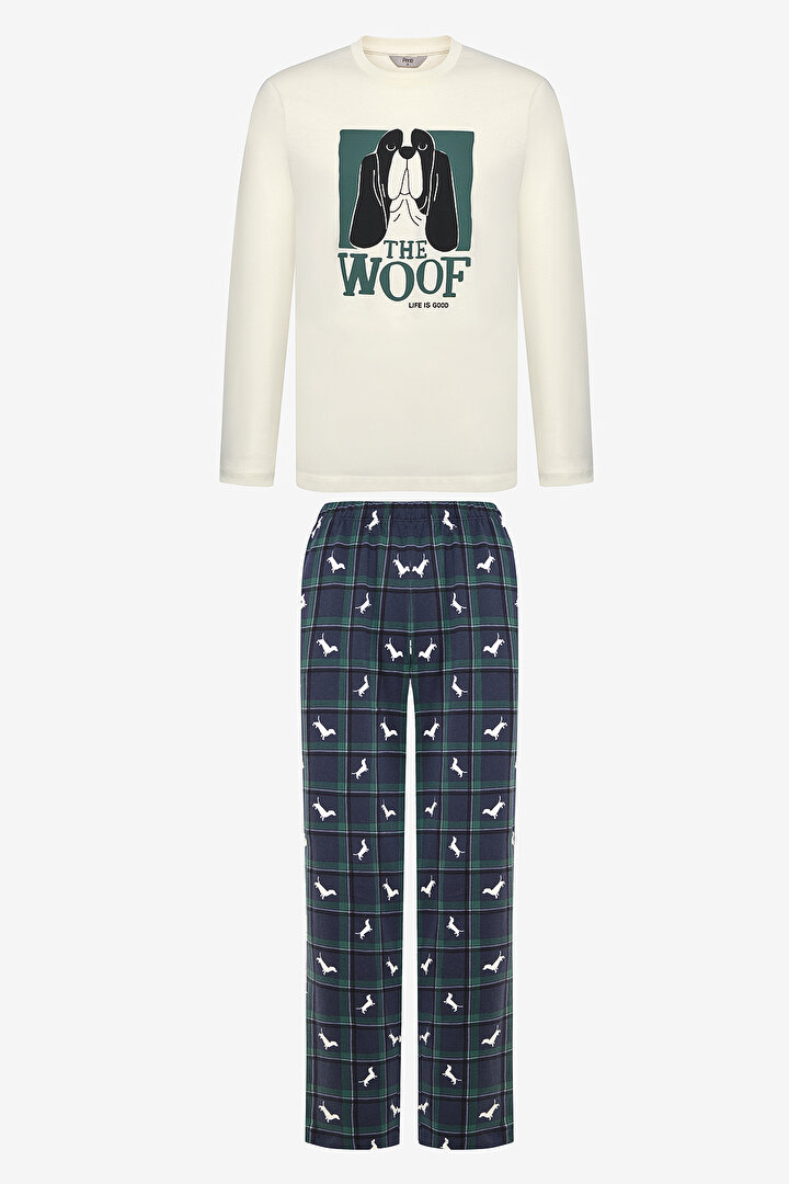 Woof Pantolon Kırık Beyaz Pijama Takımı - 1