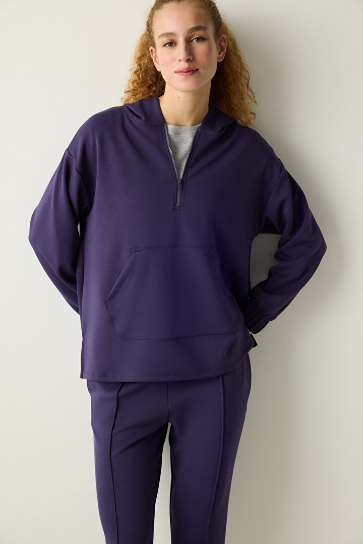 Silky Feel Zipped Sweatshirt - 2