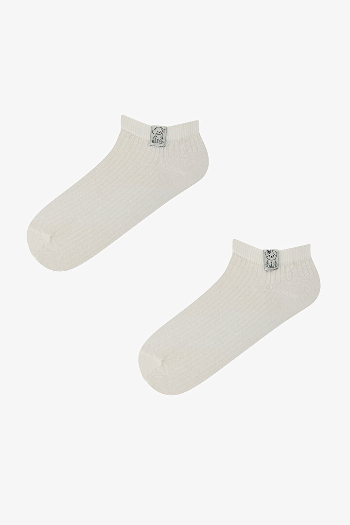 2 Çift Pamuklu Köpek Dokuma Etiketli Patik Çorap - 1