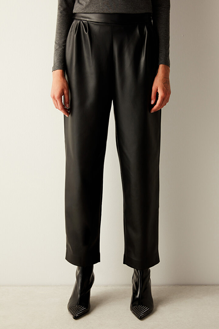 Faux Leather Black Pants - 1
