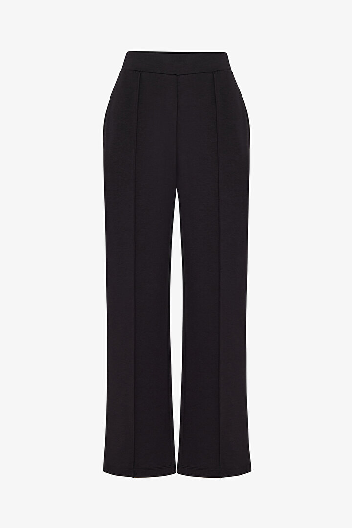Black Modal Straight Nervour Trousers - 1