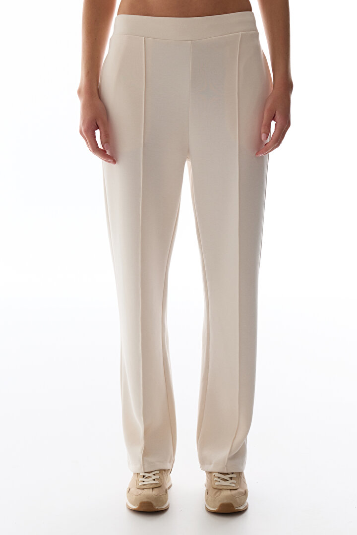 Ecru Modal Straight Nervour Trousers - 2