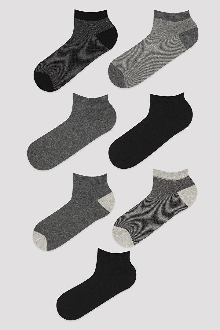 Çok Renkli E. Dense Stripe 7li Patik Çorap - 1