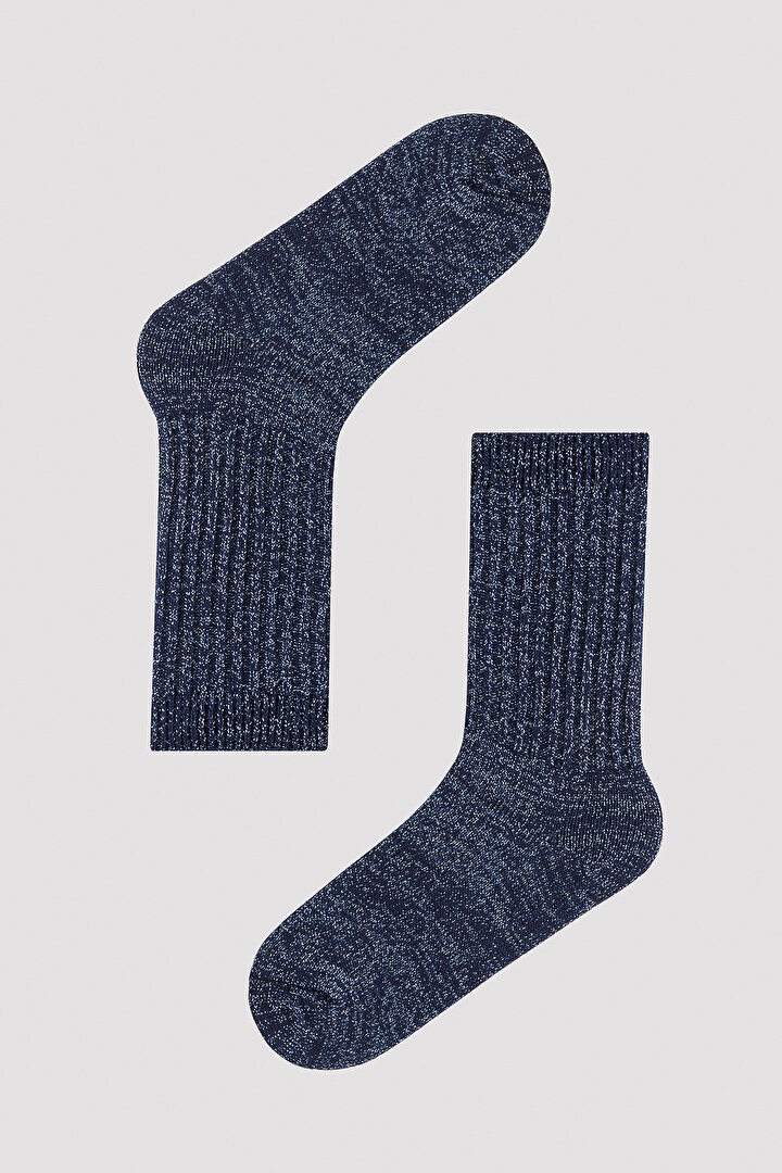Shiny Deep Parıltılı Lacivert Soket Çorap - 1