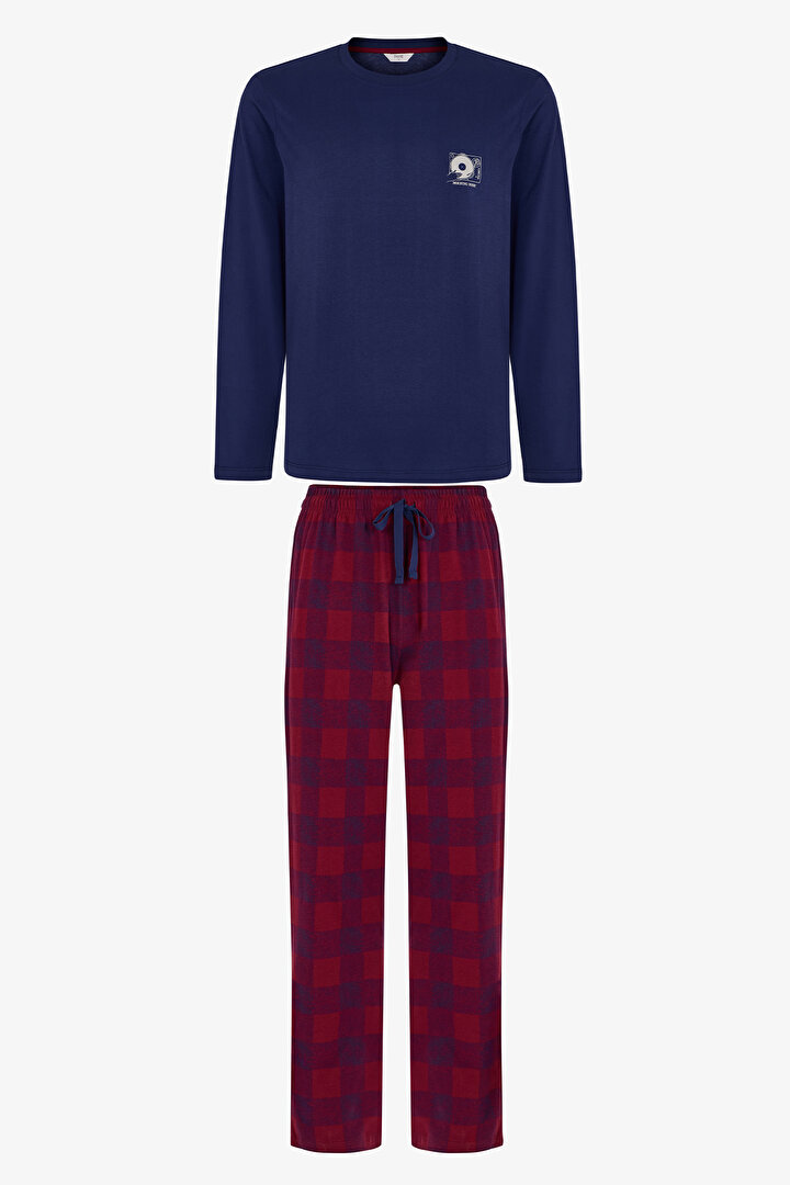 Men's Echo Block Pantolon Checked Long Sleeve Pyjama Set - 1