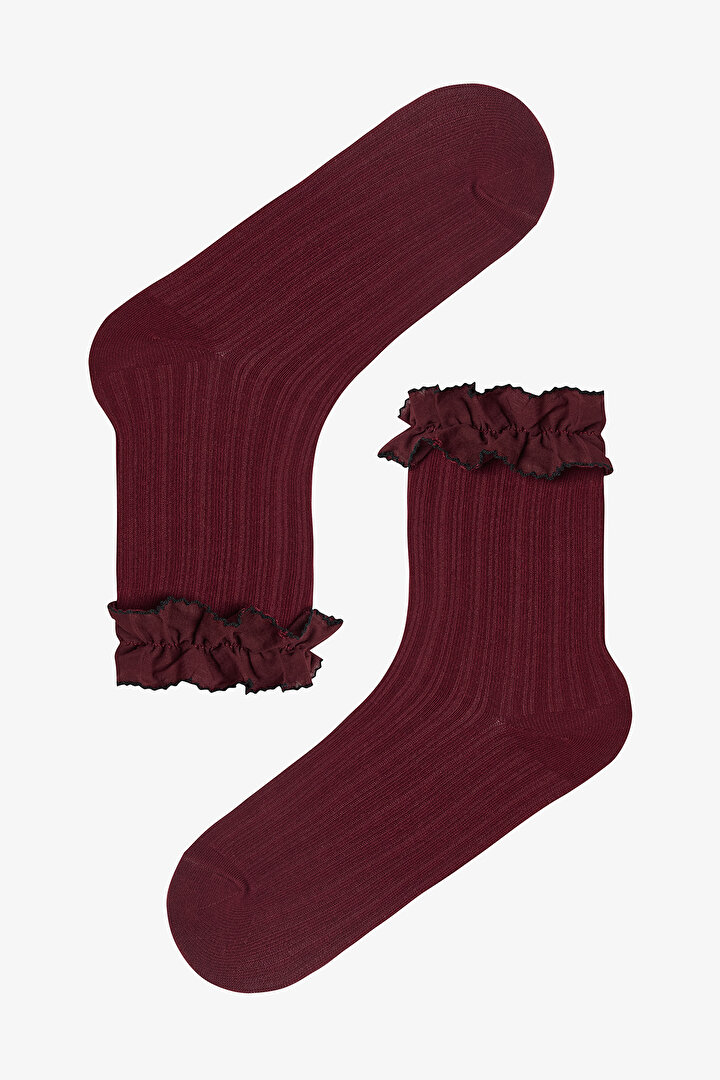 Pamuklu Bilek Kısmı Fırfırlı Soket Çorap - 1