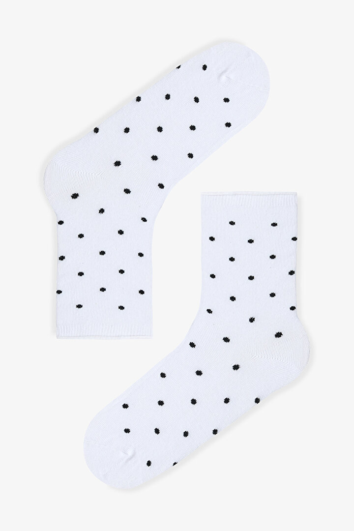 Siyah Beyaz Relax Dotted 5li Soket Çorap - 2