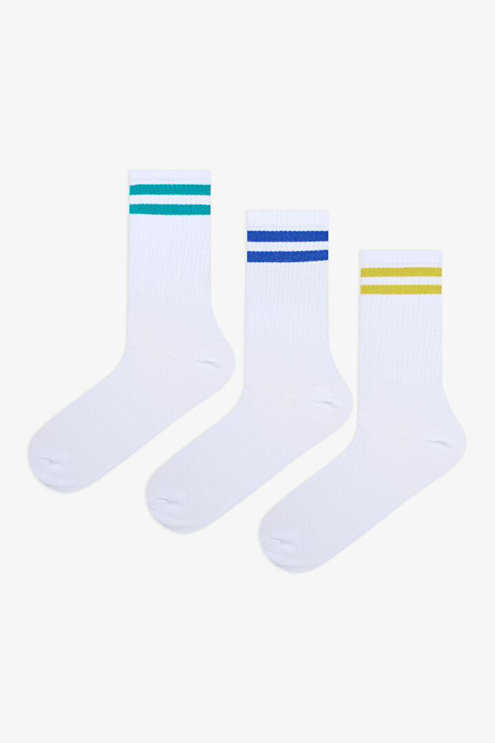 Erkek Double Line 3in1 Multi Colour Socket Socks - 1